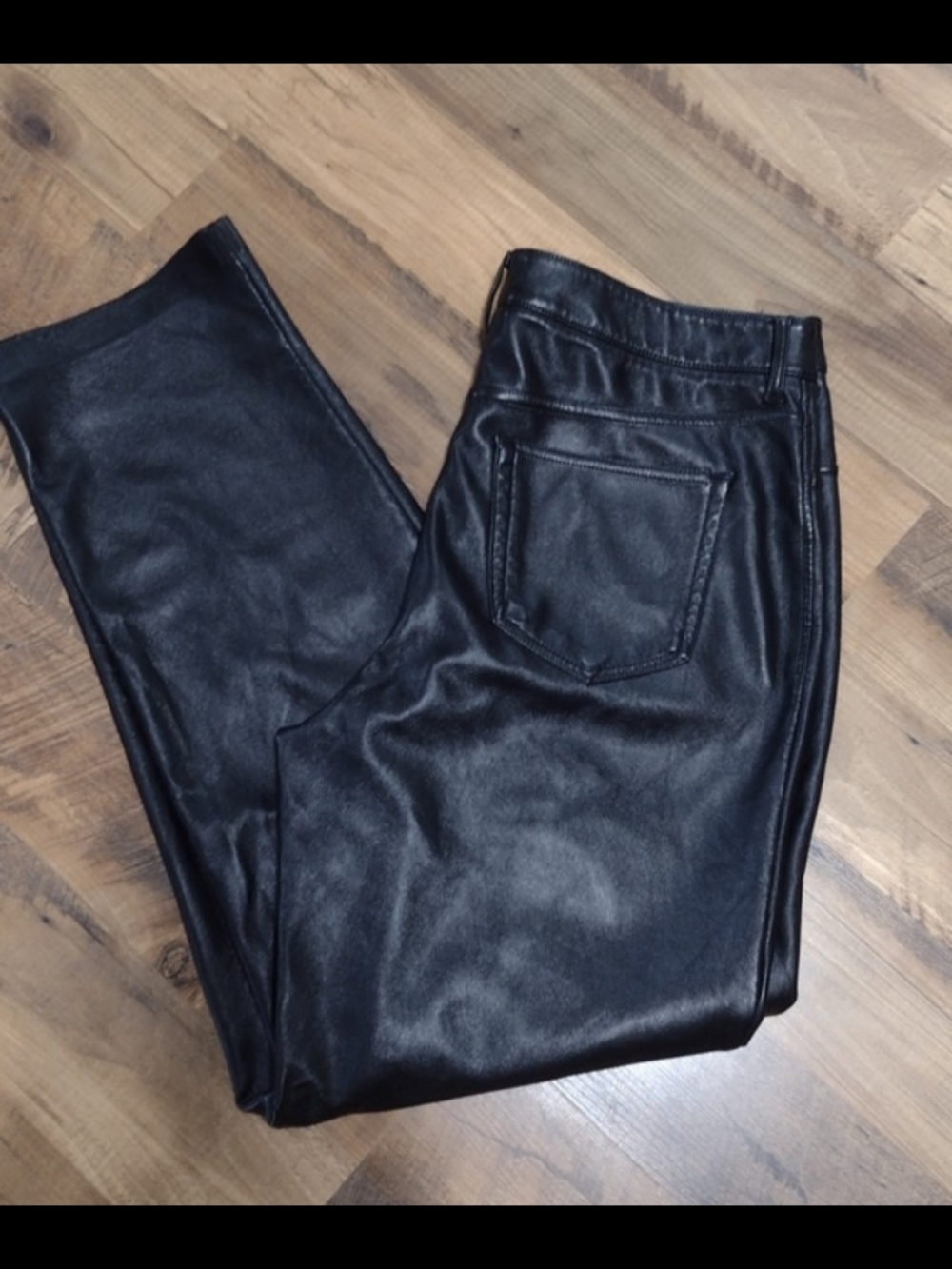 Joie Black Faux Leather Y2K Pop Culture Goth Rock Punk Edgy Straight-Leg Pants - Picture 7 of 7